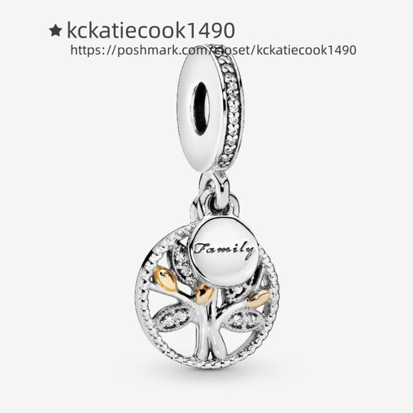 Pandora Family Heritage Dangle Charm with Cubic Zirconia|Two-tone - Picture 1 of 2